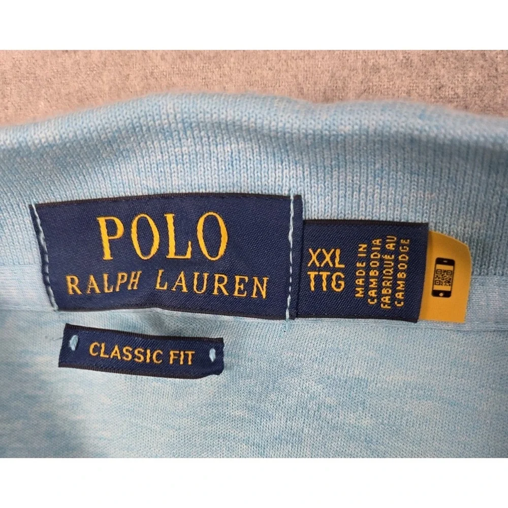 Polo Ralph Lauren Soft Touch Golf Polo Shirt 2XL Sky Sea Blue‎ Flesh Pony Logo